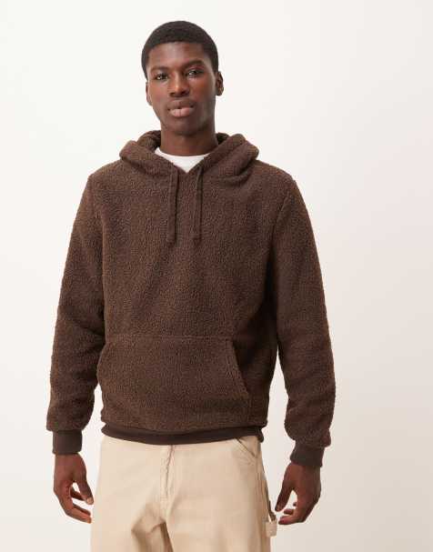 Brave Soul Teddy fleece hoodie in brown - view 1