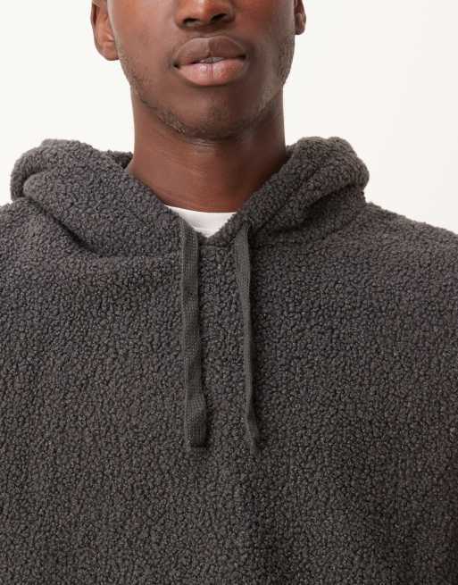 Brave Soul Teddy fleece hoodie in charcoal, 5 of 5