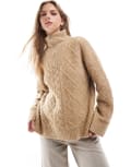 [Brave Soul] Brave Soul texture knit half zip jumper in camel-Neutral 14 CAMEL