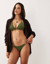 Brave Soul textured beach shirt in brown
