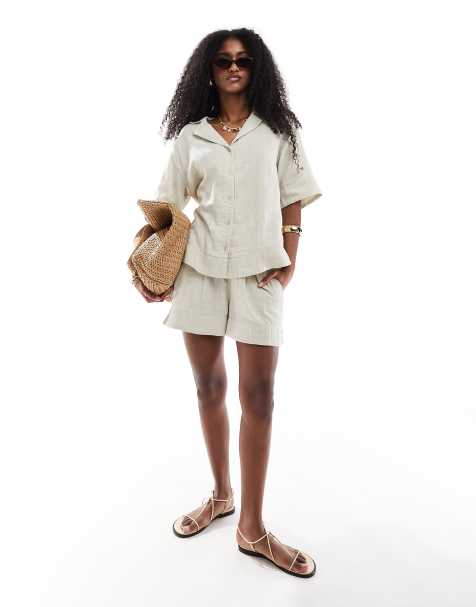 Brave Soul textured co-ord in ecru - view 1
