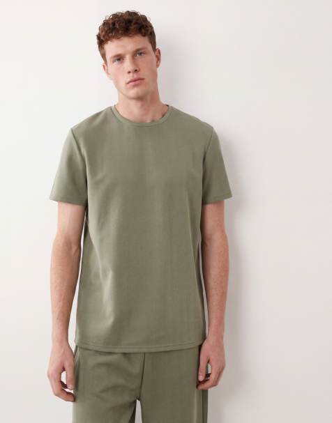 Brave Soul textured crew neck t-shirt in sage green (part of a set) - view 1