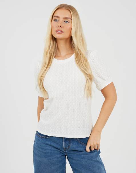 Brave Soul Textured jersey short sleeve t-shirt in cream - view 1