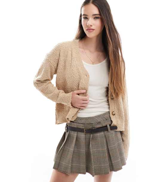 Brave Soul Textured knit cardigan in beige
