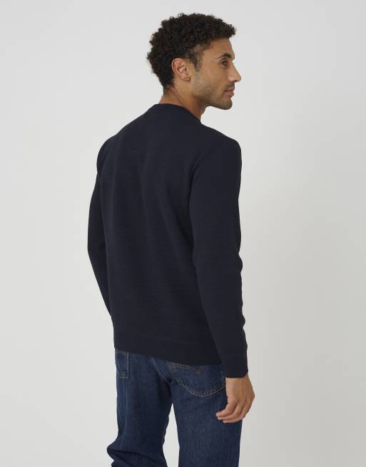 Brave Soul Textured knit crew neck jumper in dark navy, 2 of 4