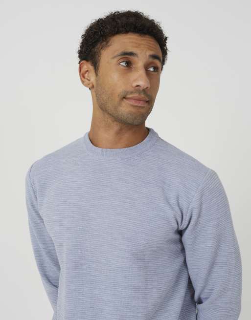 Brave Soul Textured knit crew neck jumper in light grey, 4 of 4