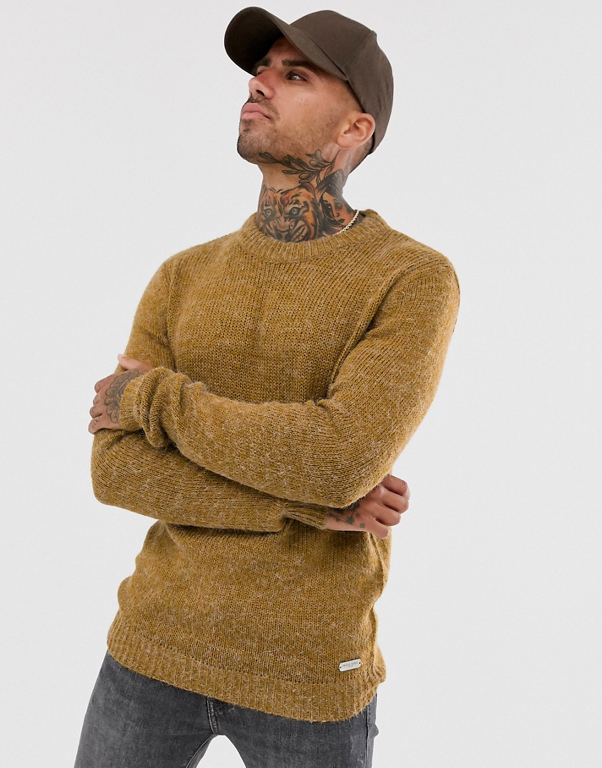 Brave Soul textured marl knitted jumper-Brown