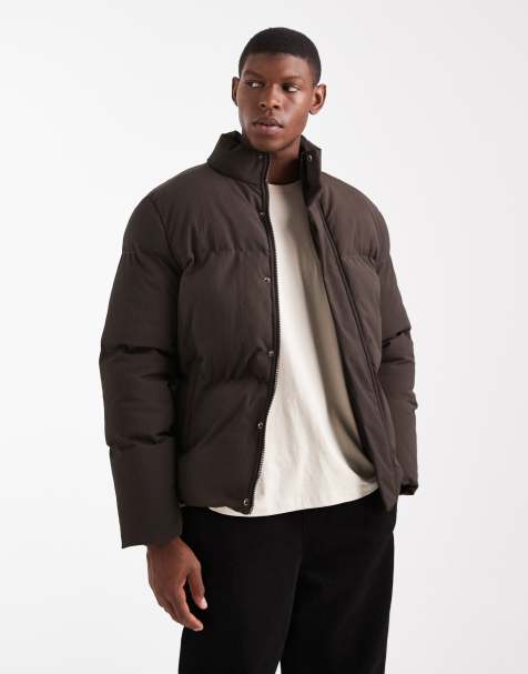 Brave Soul textured puffer jacket in chocolate brown - view 1