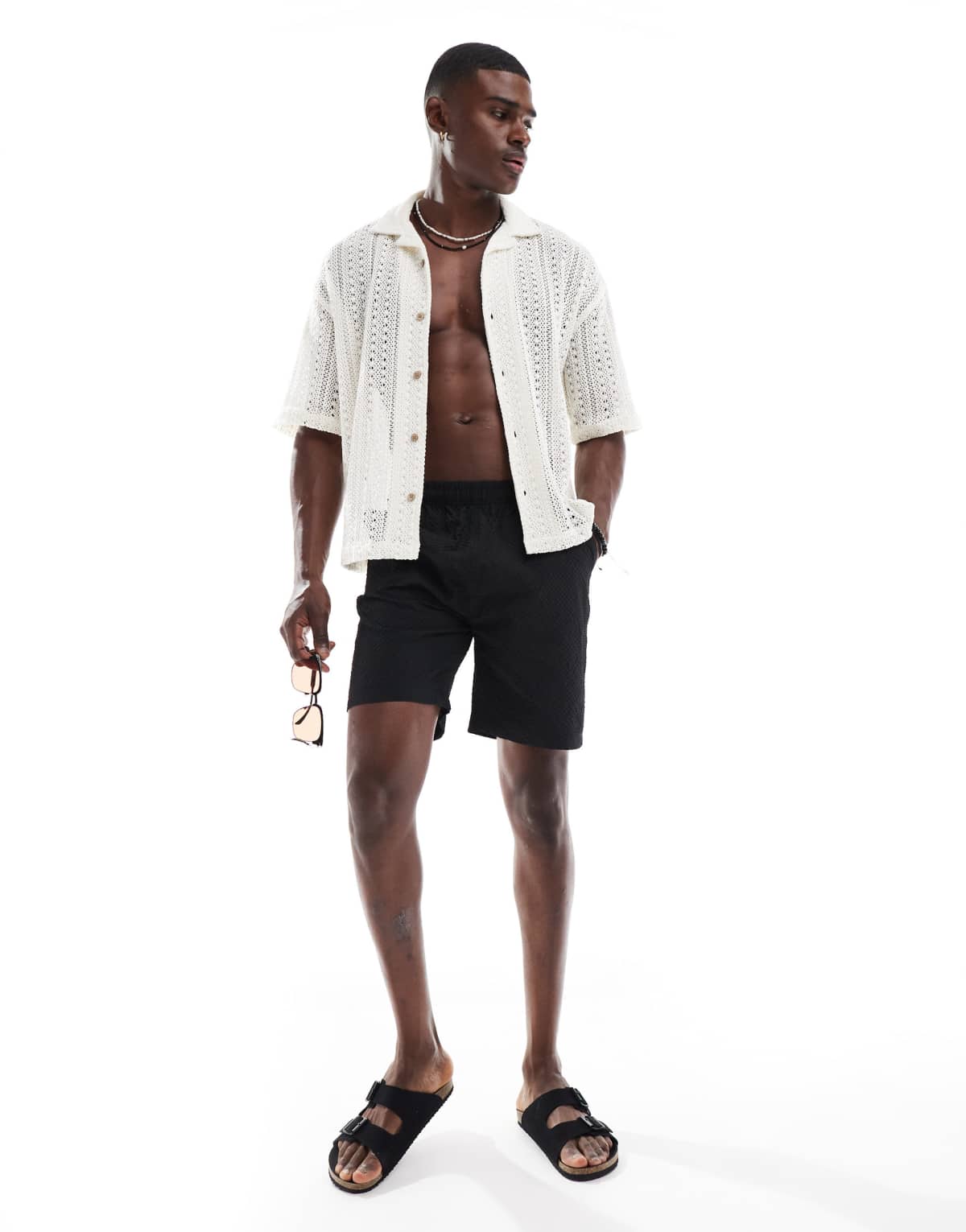 Brave Soul textured shorts in black