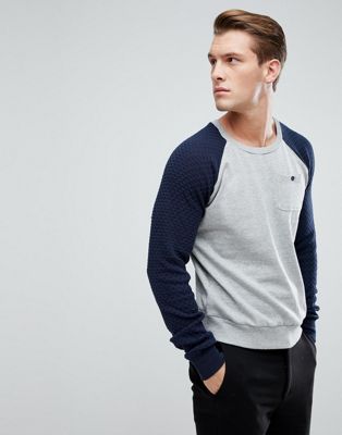 Brave Soul – Texturerade sweatshirt med raglanficka-Grå