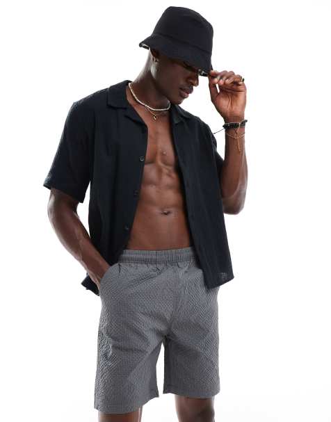 Brave Soul – Texturierte Shorts in Grau - view 1