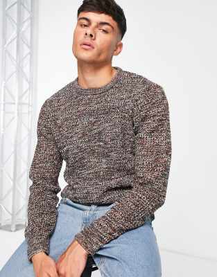 Brave Soul three colour twist jumper in black brown & ecru - ASOS Price Checker