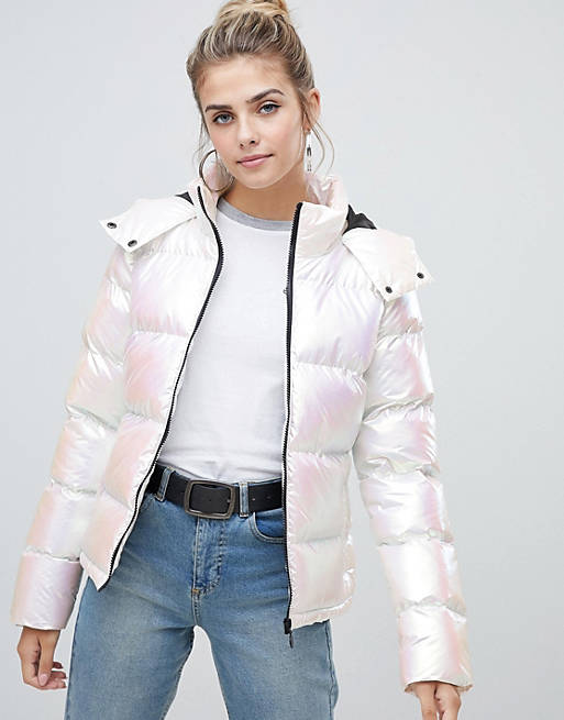 Brave Soul thunder padded jacket in pearlescent effect
