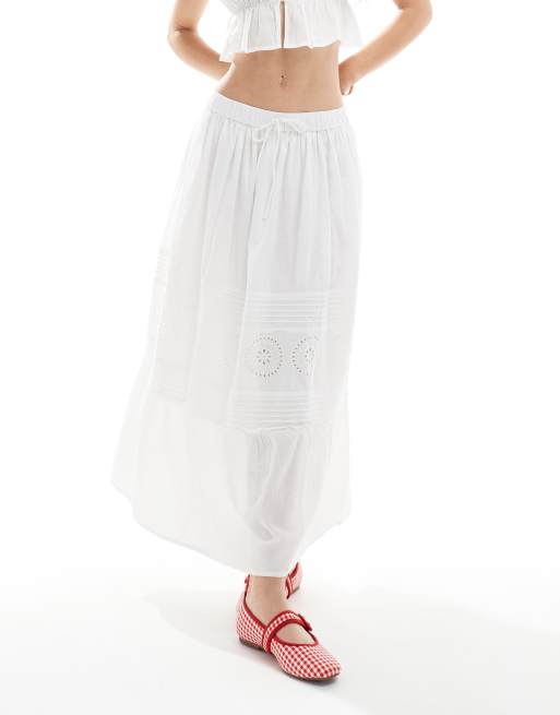 Brave Soul Tiered maxi skirt with embroidery in white, 2 of 5