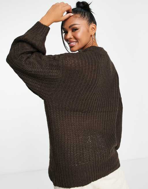 Brave Soul Brown Oversized Knitted Jumper Brave Soul Tokyo