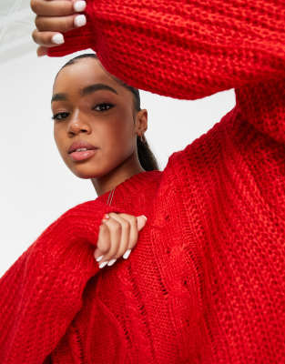 Oversized red knit clearance sweater