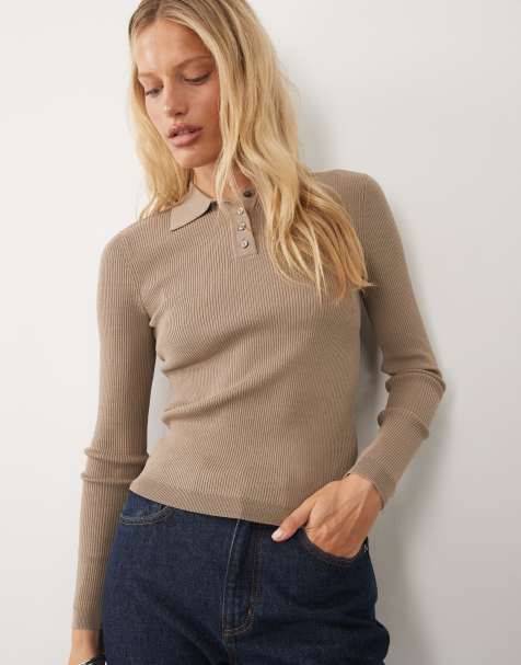Brave Soul top a collo alto in maglia compatta color mink - view 1