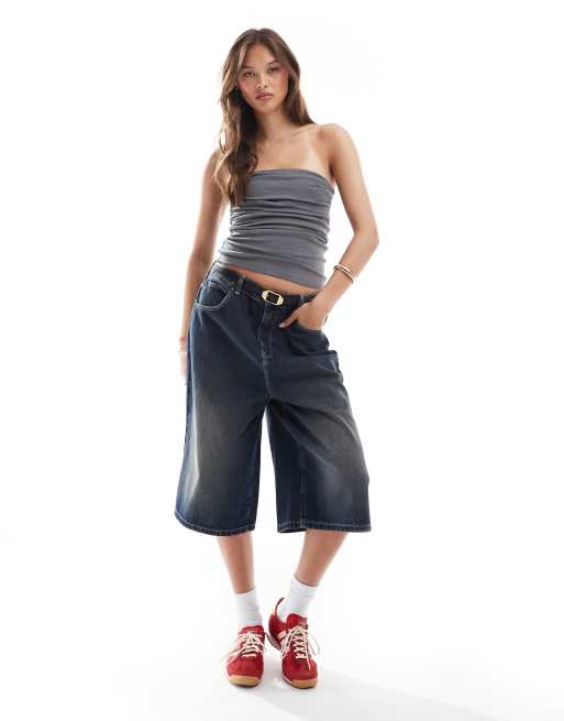 Brave Soul - Top a fascia grigio in jersey di cotone, 3 di 4
