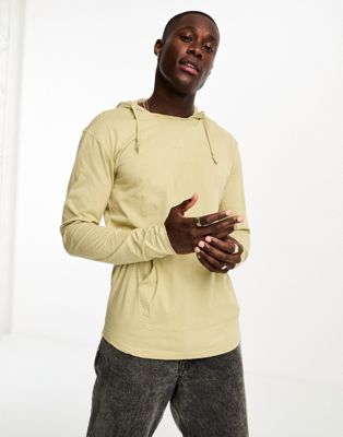 Brave Soul long sleeve top with hood in light yellow - ASOS Price Checker