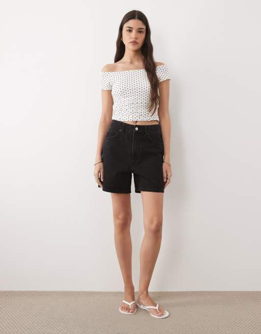 Brave Soul - Top blanco con estampado de lunares y escote Bardot , 3 de 4