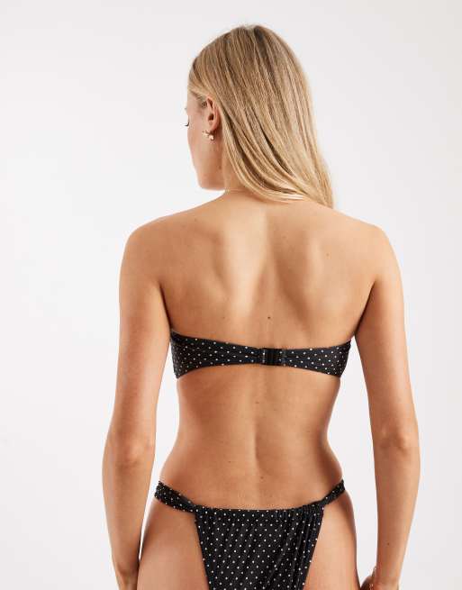 Brave Soul – Trägerloses Bikinioberteil in Schwarz mit weißen Polka Dots, 2 von 4