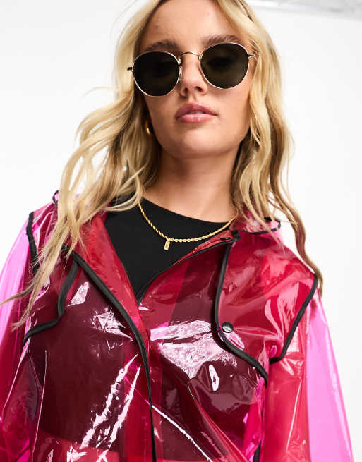 Brave Soul – Transparente Festival-Regenjacke in Rosa , 3 von 4