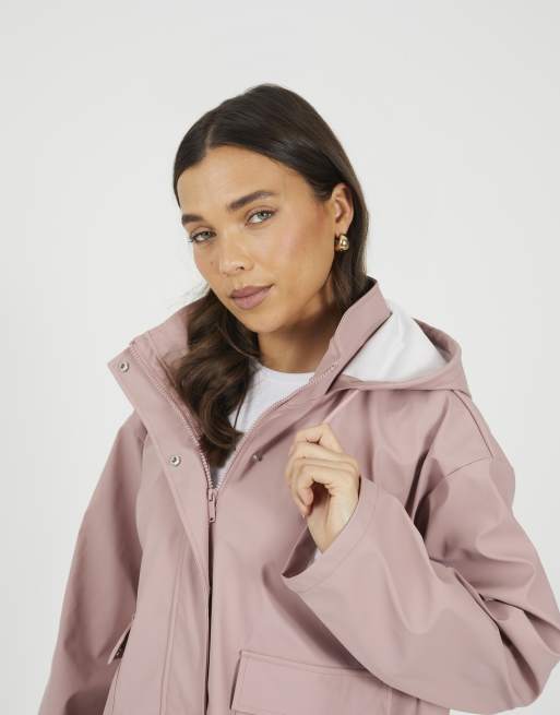 Brave Soul - Trench court caoutchouté à capuche - Rose, 3 de 4
