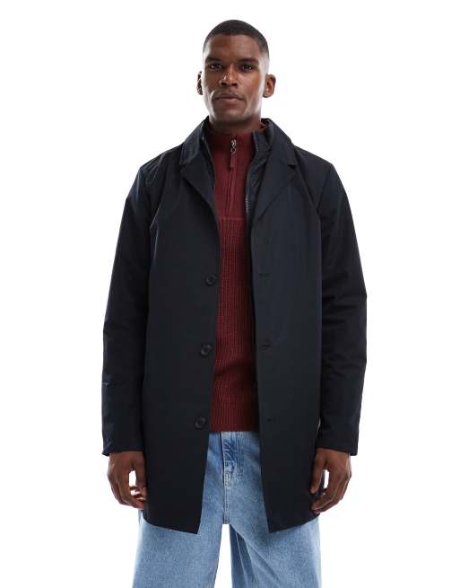 Brave Soul - Trench taglio corto blu navy con colletto