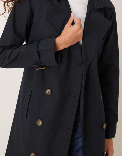 Brave Soul - Trench taglio lungo doppiopetto blu navy, 4 di 4