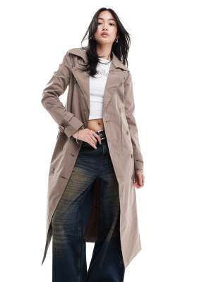 Brave Soul - Trenchcoat in Braun mit Gürtel-Brown