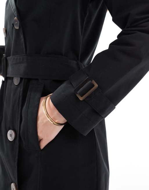 Brave Soul - Trenchcoat met riem in zwart, 3 van 4
