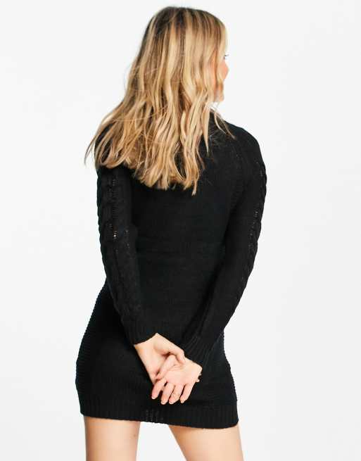 Brave Soul trento cable knit jumper dress in black | ASOS