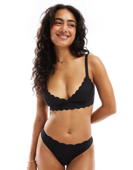 Brave Soul – Triangel-BH aus Jersey in Schwarz mit Bogenkante