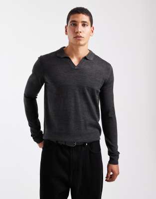 Brave Soul Trophy Collar Knit Sweater In Gray