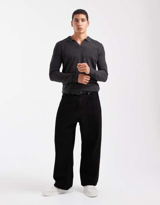 Brave Soul trophy collar knit sweater in charcoal gray, 2 of 5