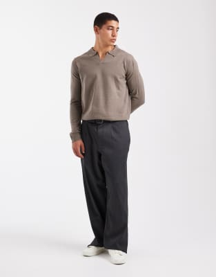 Brave Soul Trophy Collar Knit Sweater In Brown