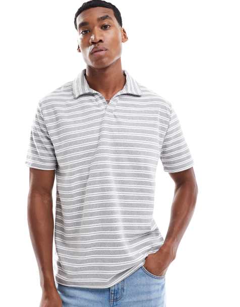 Brave Soul Trophy neck polo shirt in white