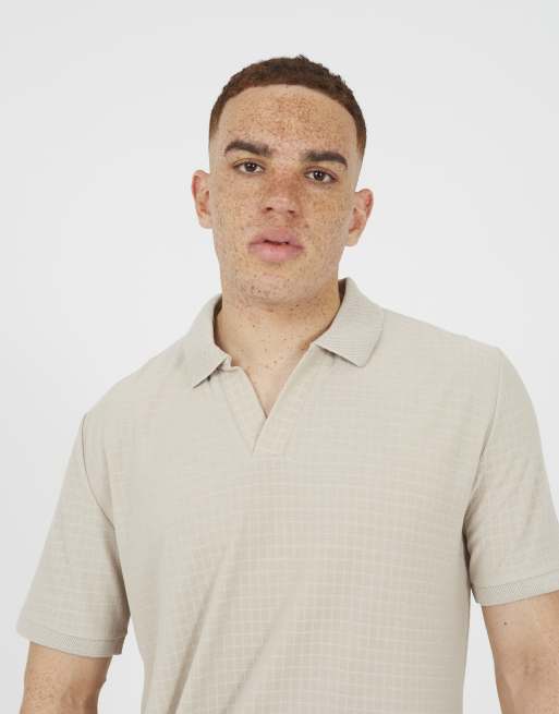 Brave Soul - Trophy - Polo en jacquard à col ouvert - Taupe, 4 de 4
