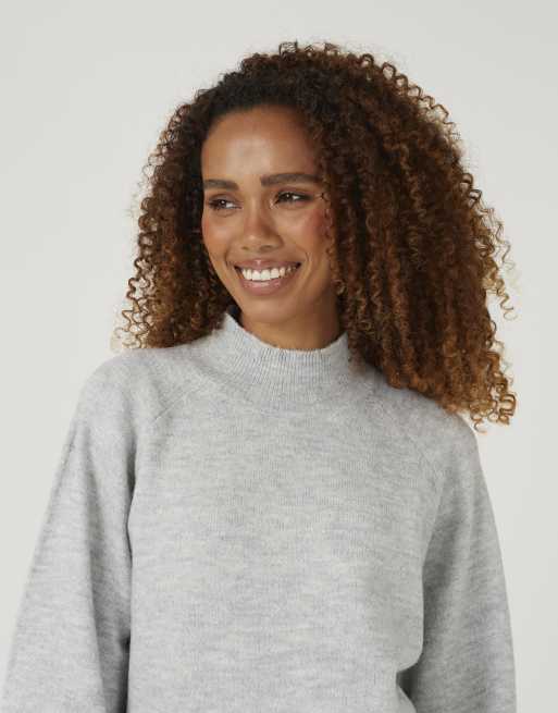 Brave Soul Turtle neck loose fit knitted t-shirt in grey, 4 of 4