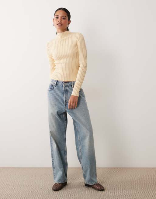 Brave Soul turtle neck ribbed sweater in oatmeal, 2 of 4