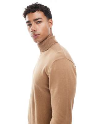Brave Soul Turtle Neck Sweater In Brown