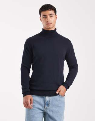 Brave Soul Brave Soul turtleneck jumper in navy