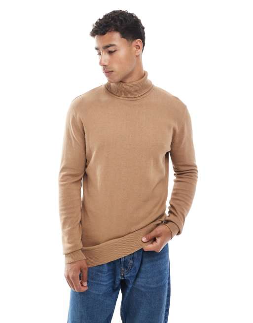 Brave Soul turtleneck jumper in tan