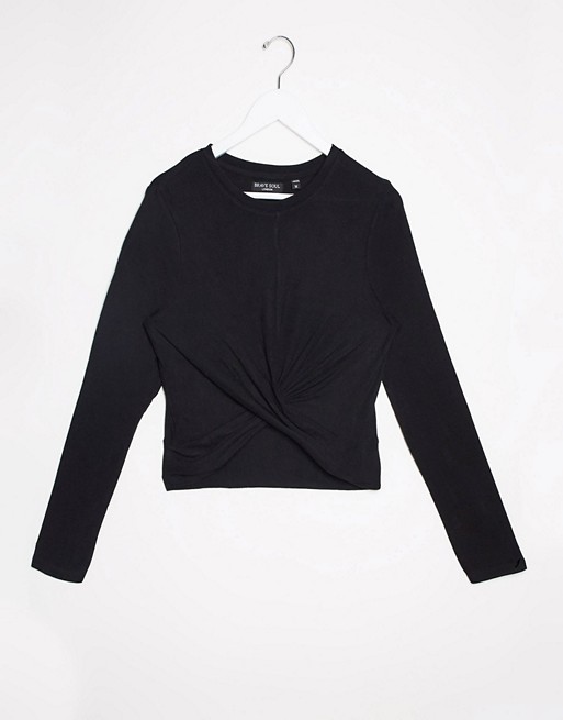 Brave Soul twisty crop top with long sleeves