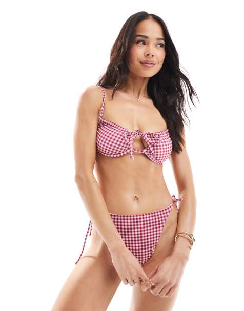 Brave Soul underwire bikini top in red gingham - view 1