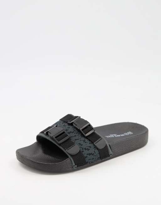 Brave Soul utility padded slides in black