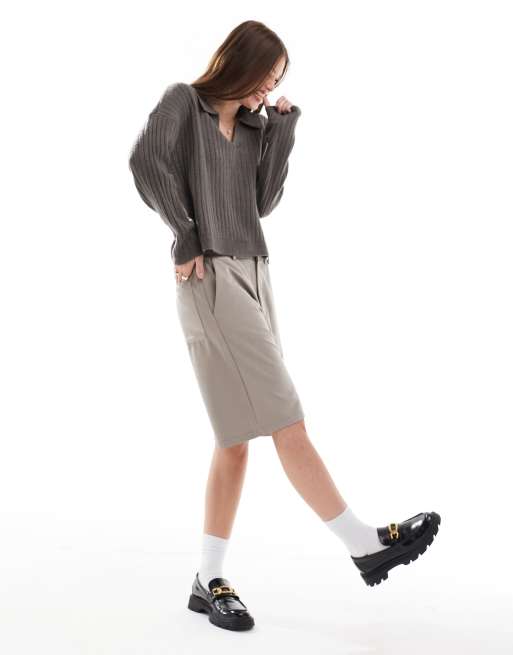Brave Soul v-neck polo jumper in charcoal grey, 2 of 4