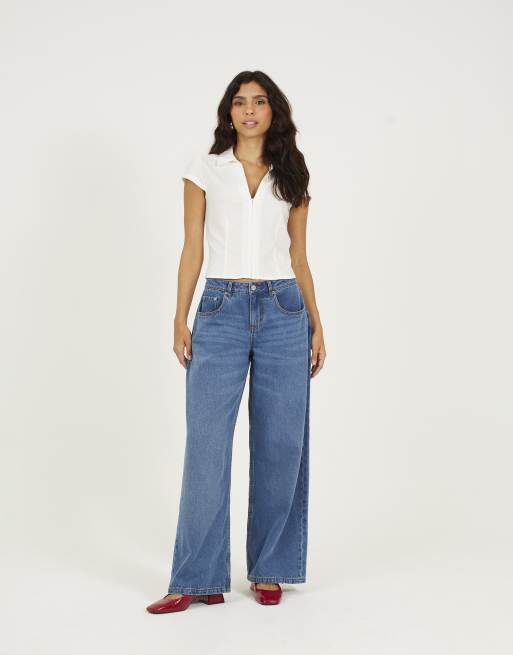 Brave Soul V-neck shirt with cap sleeve in white, 3 of 4