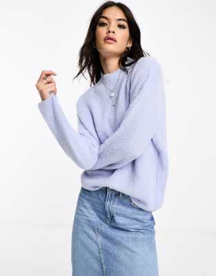 Brave Soul - Vala - Pullover in Lavendelblau mit Rundhalsausschnitt-Lila