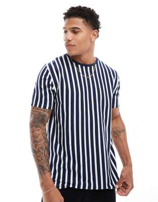 vertical stripe t-shirt in navy & white